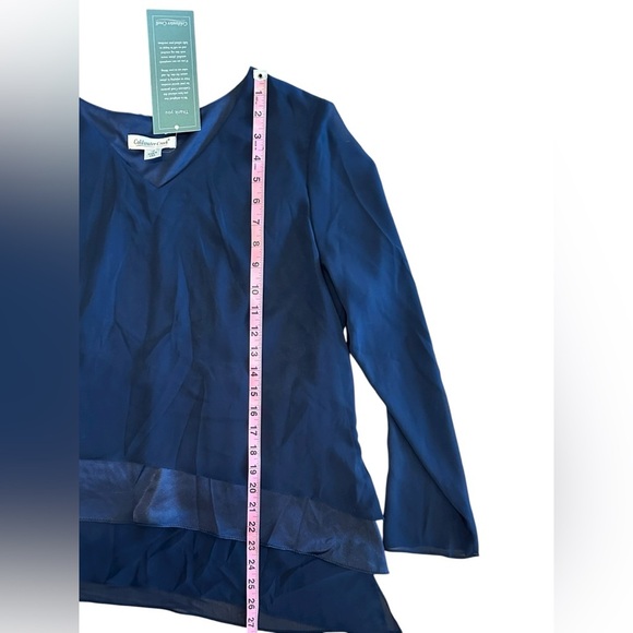 Women’s Coldwater Creek Navy Blouse V-Neck NWT Size 10 - Picture 4 of 8